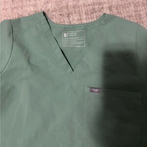 Figs Seafoam Green V-Neck Scrub Top